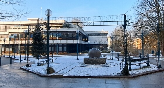 Rathaus Wörth im Schnee